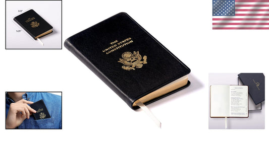 Elegant U.S. Constitution Book in Full-Grain Calfskin Leather | Gift-Ready Box