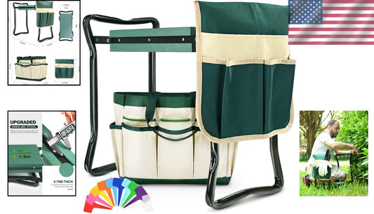 Comfortable Foldable Garden Kneeler with Tool Bag - Gift for Gardening Moms