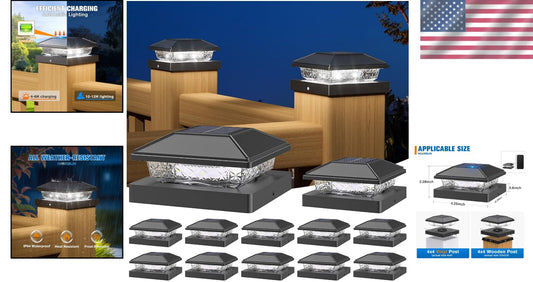Bright LED Solar Post Lights - 4x4 Waterproof Yard Decor, 10+ Hours Illumination