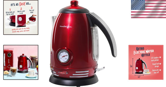1.7L Retro Electric Water Kettle with 1500W Rapid Boil and Boil-Dry Protection