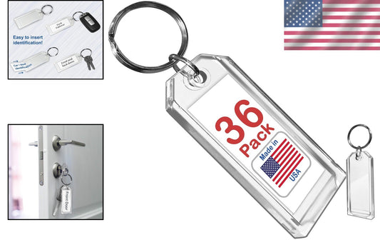 Professional Quality 3” Key Tags - Heavy-Duty Plastic, 36 Pack with Easy Labels