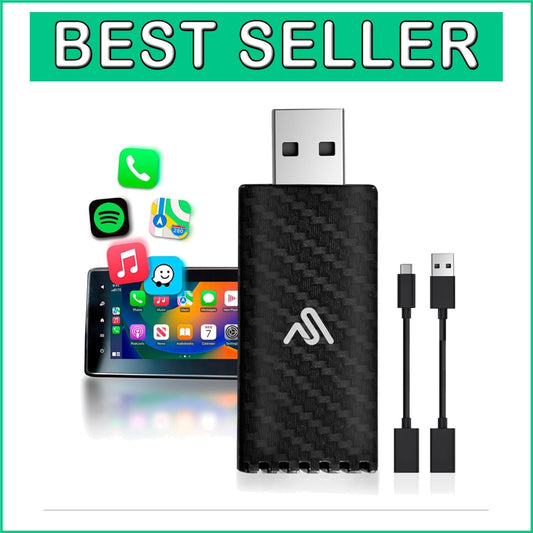 Fast Wireless CarPlay Dongle – Easy Bluetooth Setup with USB-A and USB-C Cables