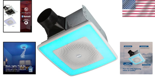 Ultra-Quiet Bathroom Exhaust Fan with Color LED Light & Bluetooth Speaker