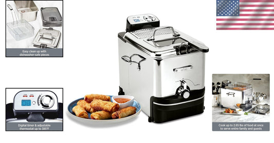 Electric 3.5L Deep Fryer with Oil Filtration & Locking Lid - Safe & Easy
