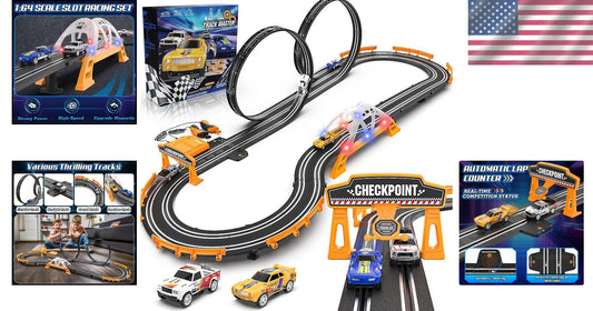 Electric Racing Car Track Set with Dual Lap Counter - Exciting Gifts for Kids