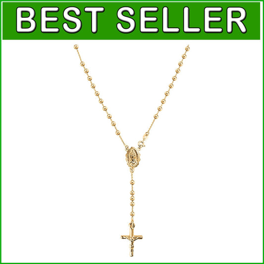 925 Sterling Silver & 18K Gold Plated Rosary Pendant Necklace - Italian Elegance