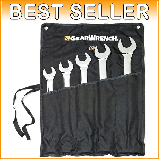 Durable Alloy Steel 5-Piece Long Pattern Wrench Set - Enhanced Grip & Torque