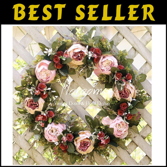 Stunning 20'' Pink Peony Wreath for Front Door - Perfect for Spring Occasions