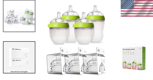 Eco-Friendly Silicone Baby Bottle Set - 7 Pieces, Colic Prevention & Easy Clean