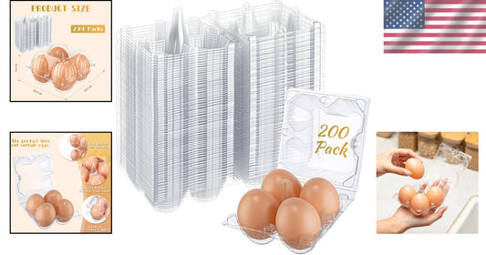 200 Pack Clear Plastic Egg Trays - Stackable & Visible for Easy Egg Handling