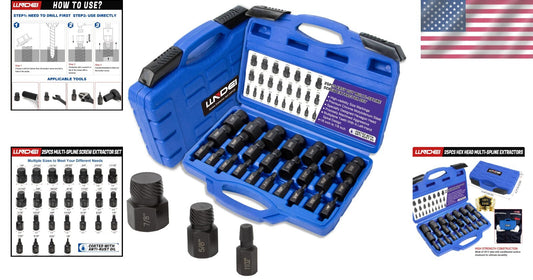 Durable 25-Piece Screw Extractor Set with Blow Molded Case – Lifetime Guarantee