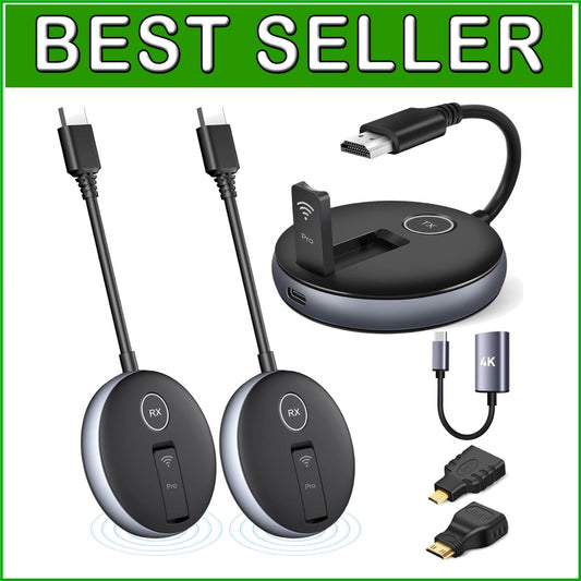 Advanced Wireless HDMI Setup with 1TX, 2RX, USB-C Adapter, 60Hz Streaming