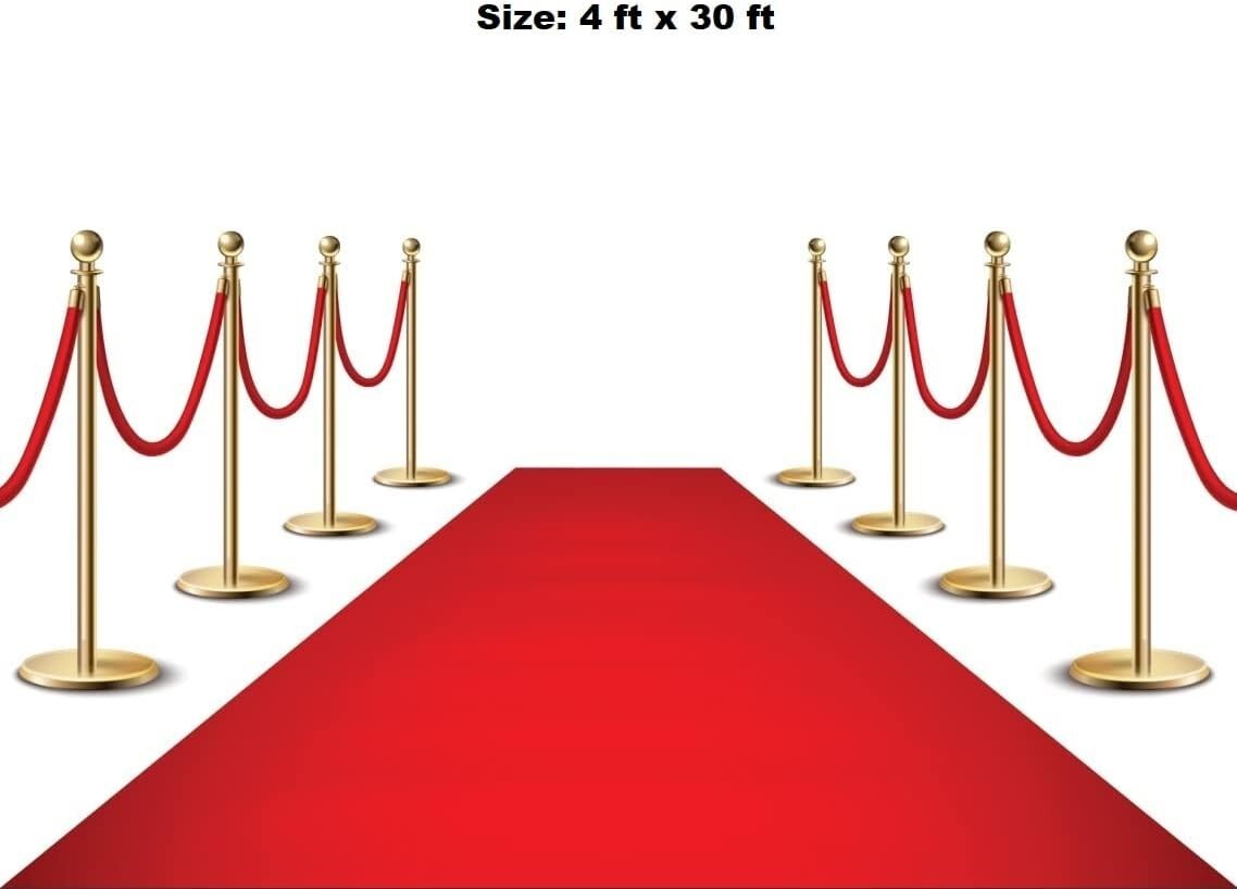Slip-Resistant 4x30 Feet Red Carpet Runner - Perfect for Any Celebration