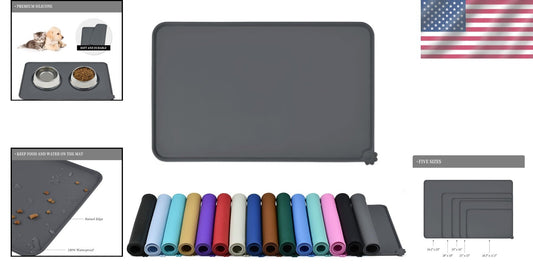 Durable Silicone Pet Feeding Mat - Anti-Spill Design for Dogs & Cats 32" x 24"