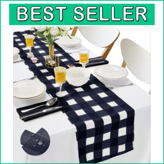 Durable Waterproof Table Runners - 12-Pack 14x108 Gingham for Parties & Weddings