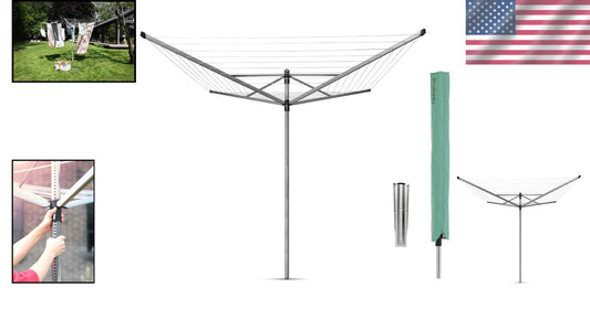 Height Adjustable Lift-O-Matic 4 Arm Outdoor Clothesline - 197 ft Drying Space