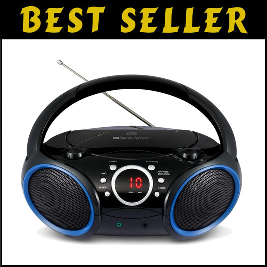 030C Portable CD Player Boombox with AM/FM Radio & Aux for Easy Connectivity