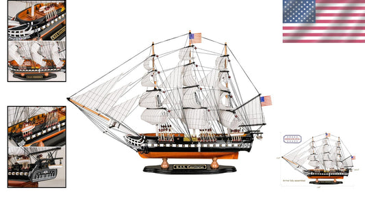 Elegant 26” USS Constitution Replica - Fully Assembled Nautical Tabletop Decor