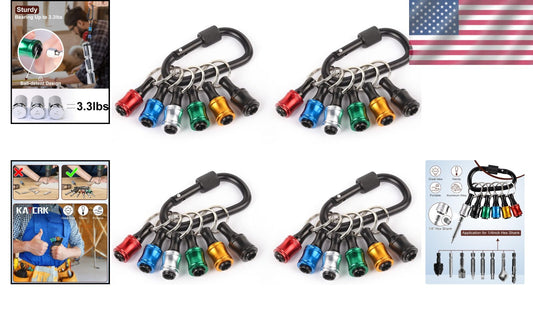 Portable 1/4 Inch Hex Bit Holder Set - Lightweight Aluminum with Carabiner