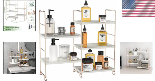 Elegant 3-Tier Bathroom Organizer - Modern Vanity and Spice Rack in Rose Gold
