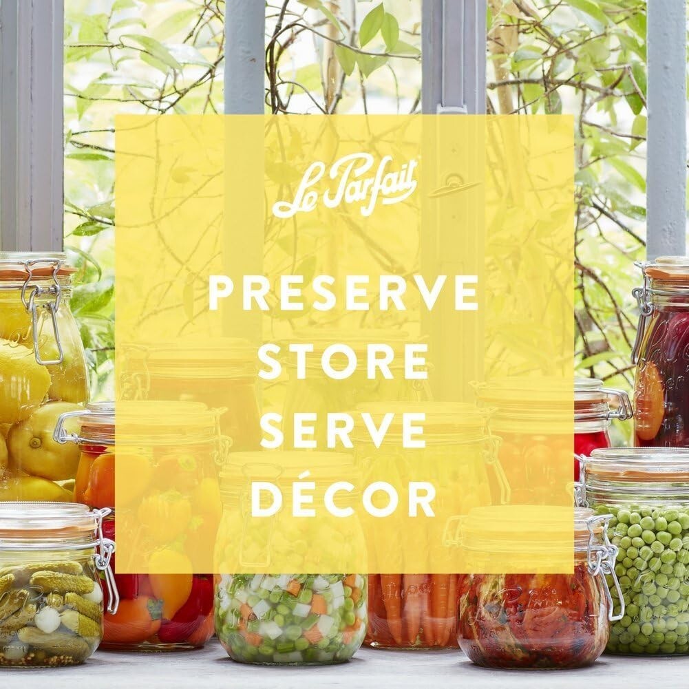 32oz Wide Mouth Glass Jars - Durable Airtight Storage + Dishwasher Safe, 4 Pack