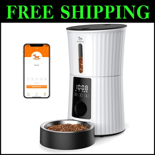 BPA-Free Wi-Fi Dry Food Dispenser for Cats & Small Dogs - 20 Days of Freshness