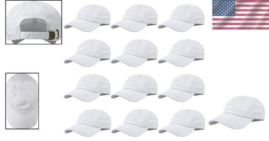 12-Pack Adjustable Cotton Caps - White Baseball Hats for Teams or Events