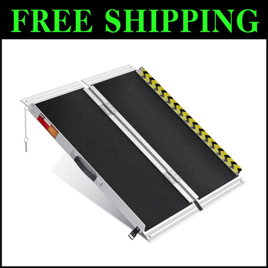 Heavy-Duty 3FT Folding Wheelchair Ramp with Safety Baffles for Disabled Access