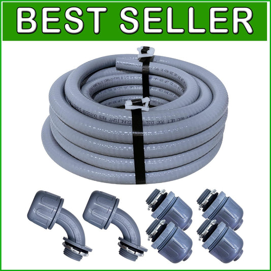 1-1/2 Inch Non-Metallic Liquid-Tight Conduit Kit - Flexible and Durable, 25 ft