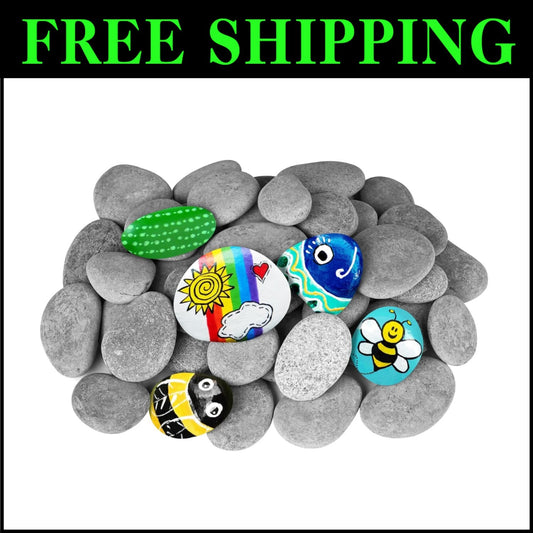 45 PCS Smooth River Rocks for Easy Painting - Perfect Craft Activity for Kids
