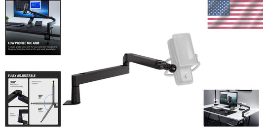 All-Metal Low Profile Mic Arm with 360-Degree Rotation for Professional Use