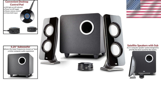 Versatile 2.1 Multimedia Speakers with Wired Subwoofer for Desktop & Gaming