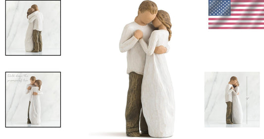 Elegant Embracing Couple Sculpture - Hand-Painted Figure for Home Decor