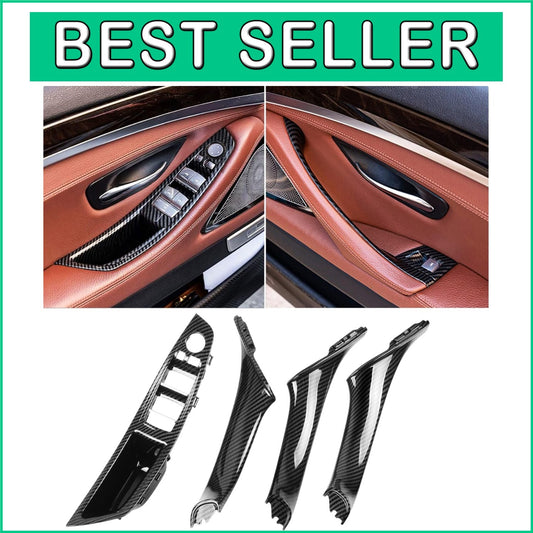7PCS BMW F10 F11 Door Handle Kit with Carbon Fiber Switch Panels - 2010-2016