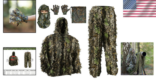 5-in-1 3D Leafy Ghillie Suit for Hunting & Outdoor Activities - Unisex Sizes