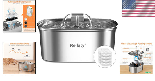 Pet Fountain Stainless Steel 3.2L: Quadruple Filtration & Clean Water Solution