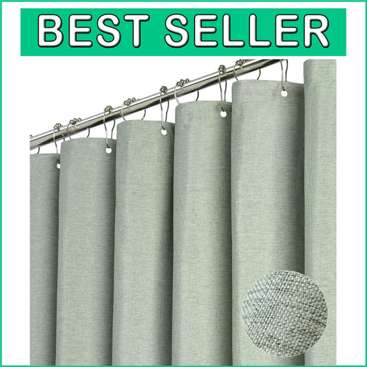 108x72 Inch Sage Green Shower Curtain with Weighted Hem - Waterproof & Easy Care