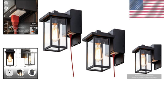 Classic Aluminum Outdoor Sconce with GFCI Outlet - Weather-Resistant & Stylish