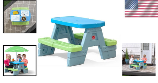 Durable Toddler Picnic Table with Sun-Blocking Umbrella - Spacious & Easy Clean
