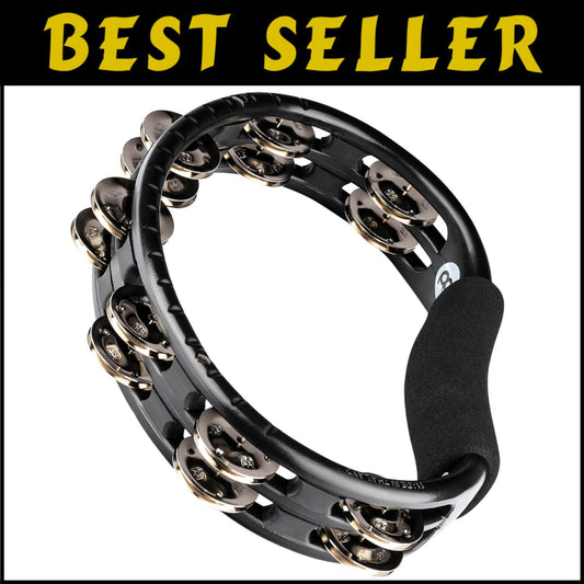 Traditional Handheld Tambourine - Ergonomic Black Frame, Built for All Musicians