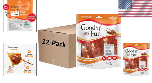 Good ‘n’ Fun 12 Pack Triple Flavor Chews for All Dogs - Delicious & Nutritious