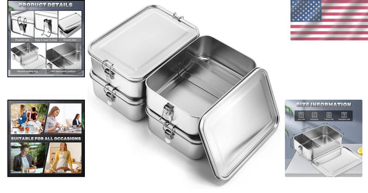Durable 4-Pcs Leak-Proof Stainless Steel Lunch Set - Perfect for Work & Picnics
