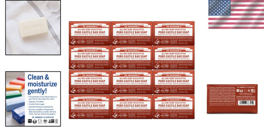 Organic 12-Pack Eucalyptus Bar Soap - Vegan, Cruelty-Free & Richly Moisturizing