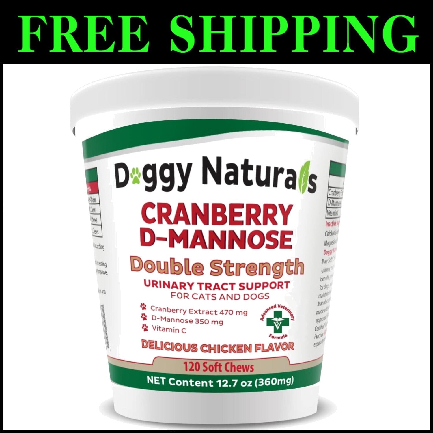 Vet-Recommended Cranberry D-Mannose Soft Chews - UTI Prevention for Pets