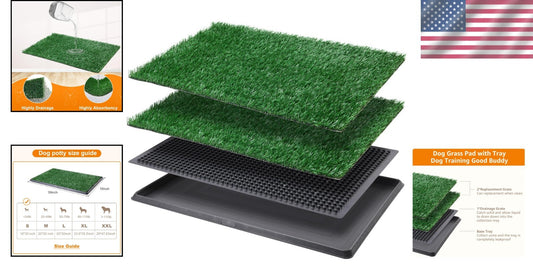 Premium Dog Grass Pad with Tray - Indoor Potty Solution with 2 Replacement Mats