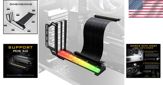 ARGB Vertical GPU Mount with PCIe 3.0 Riser Cable - Showcase Your Graphics Card