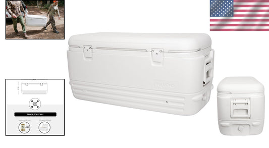 Durable 113L Camping Cooler with Swing-Up Handles and Stain-Resistant Liner