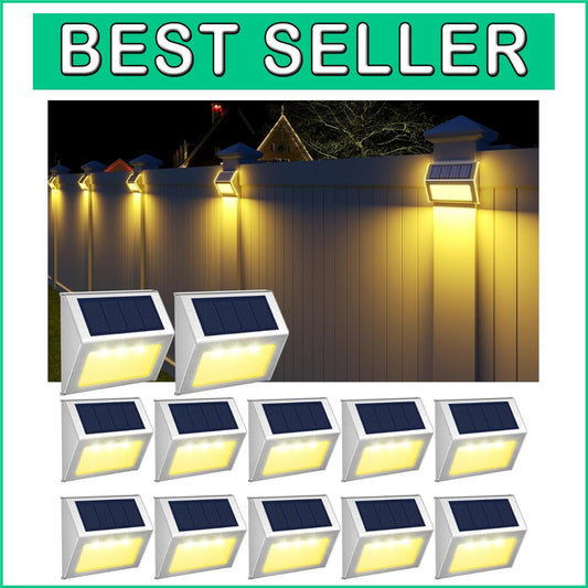 Efficient Solar Powered Deck Lights - 12 Pack Warm Light for Patios and Gardens