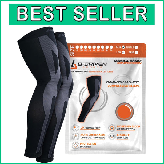 20-30mmHg Full Leg Compression Sleeves - Thigh to Ankle Support for Sports
