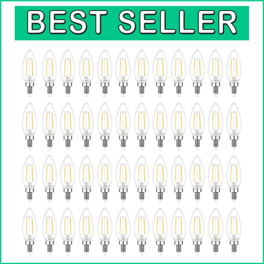 Energy-Efficient 48-Pack E12 2700K Dimmable LED Bulbs for Chandeliers